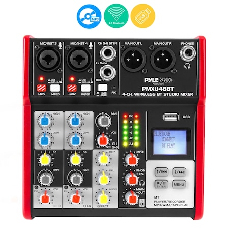 Pyle 4-Ch. Bluetooth Studio Mixer, PMXU48BT.5 PMXU48BT.5